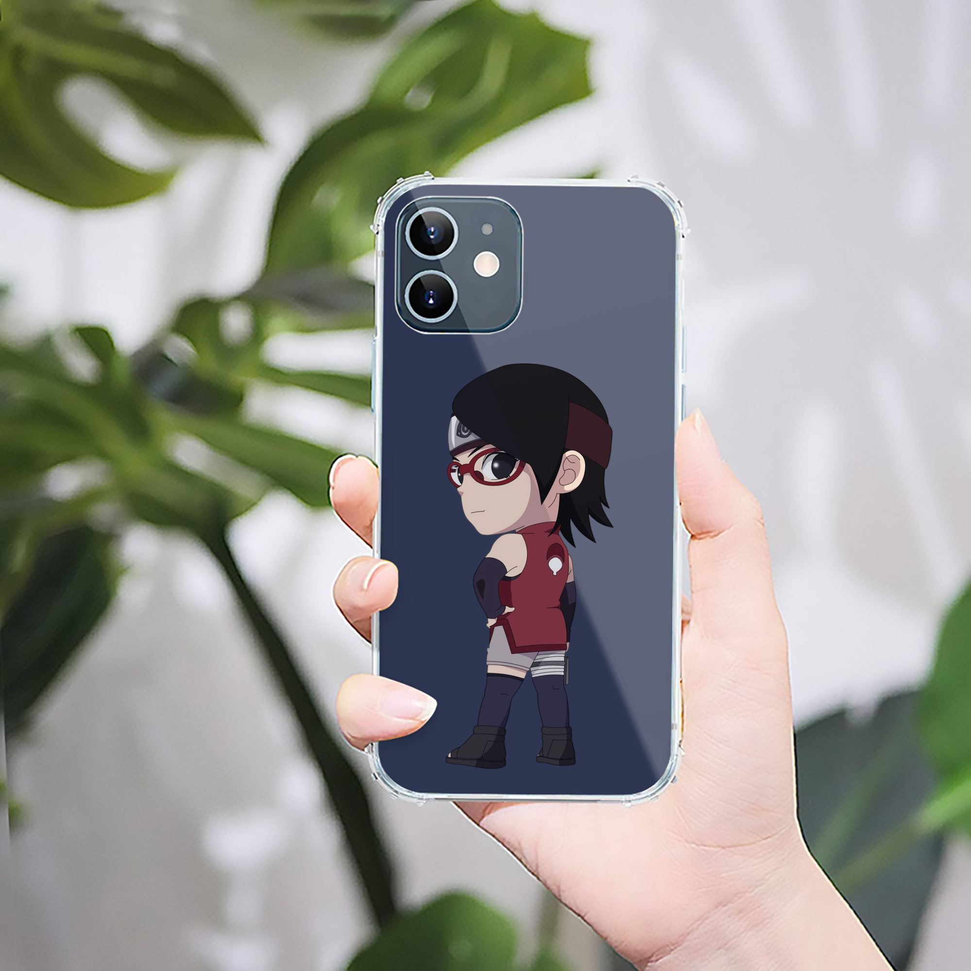 （画像用） NARUTO -ナルト- うちは サラダ Uchiha Sarada 【iPhone 12シリーズ対応】透明スマホケース（クリアソフトケース）